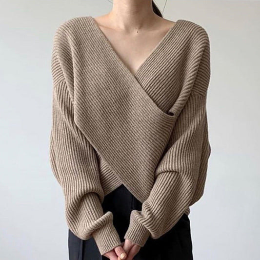 FABIENNE | PULL EN TRICOT CROISÉ CHIC