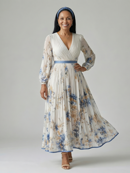 LUCIE | ROBE MIDI PLISSÉE À ENVELOPPE RIELLE