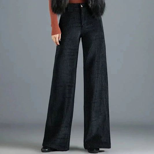 SOPHIE | PANTALON EN VELOURS TRICOTÉ TAILLE HAUTE POUR FEMME