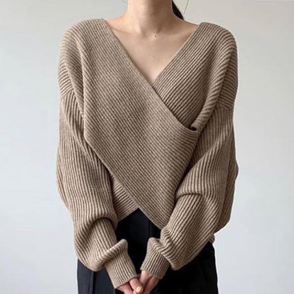 FABIENNE | PULL EN TRICOT CROISÉ CHIC