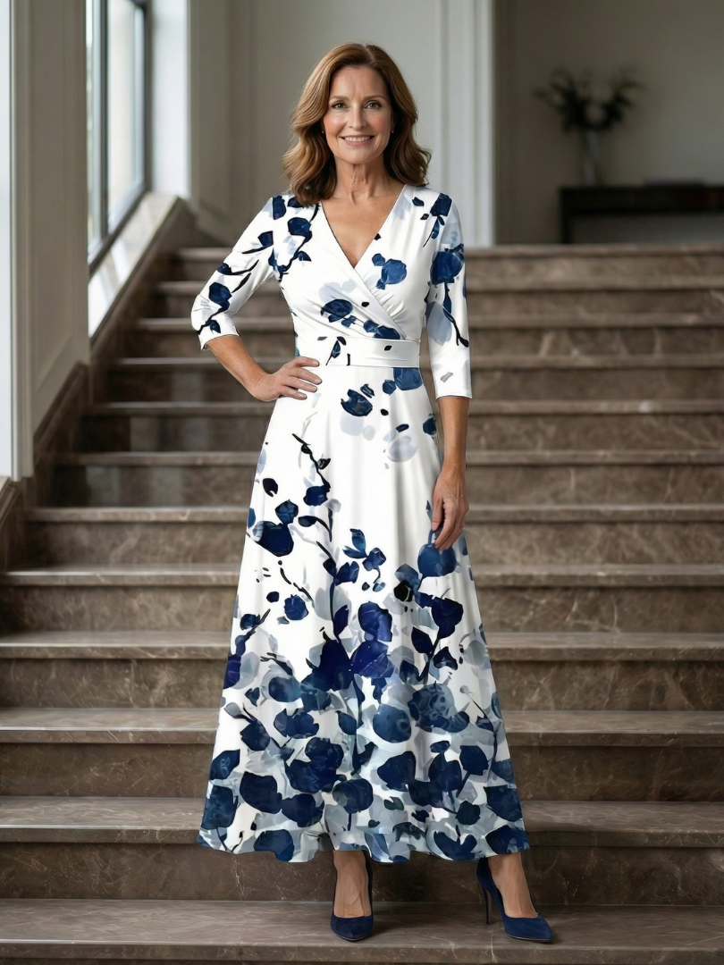 LAURA | ROBE MIDI CROISÉE À COL CELINE