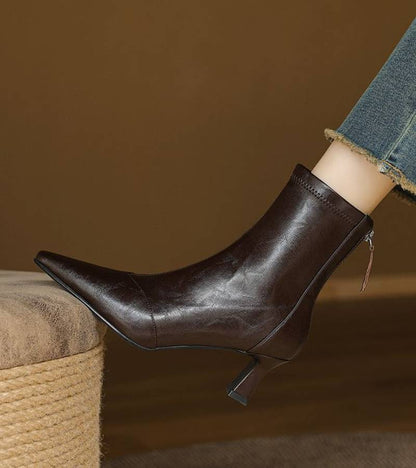 CAROLINE | BOTTINES EN CUIR À TALON ÉLÉGANT