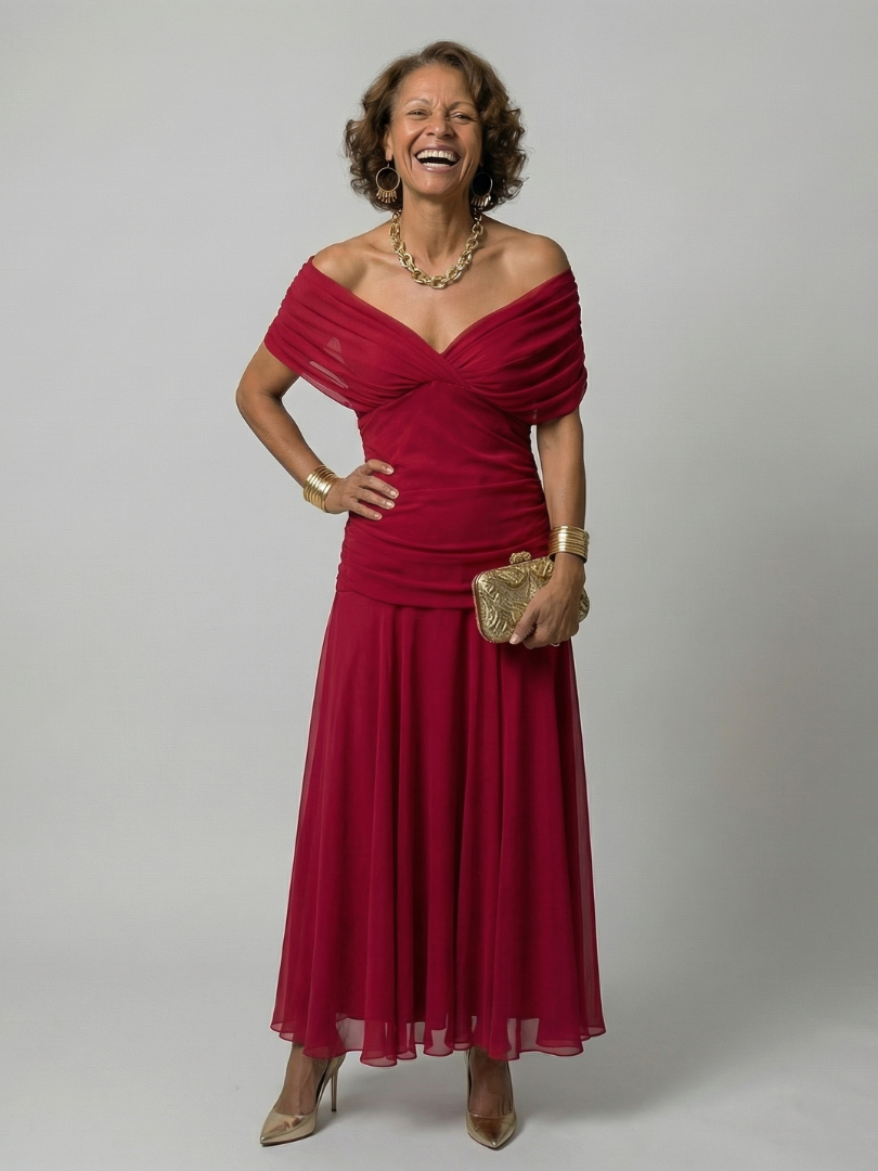 SOLÈNE | ROBE MIDI DÉCONTRACTÉE À ÉPAULES DÉNUDÉES CALEN