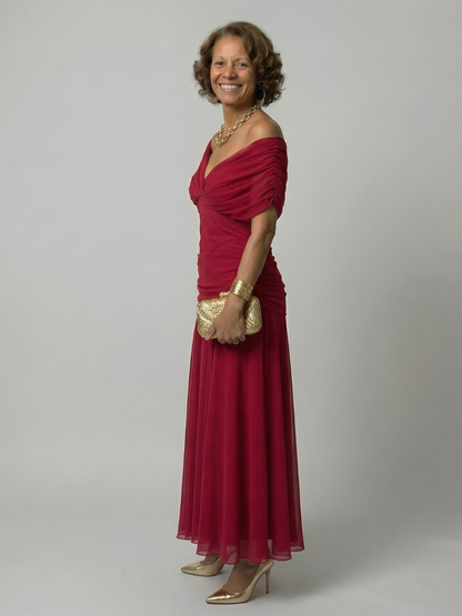 SOLÈNE | ROBE MIDI DÉCONTRACTÉE À ÉPAULES DÉNUDÉES CALEN