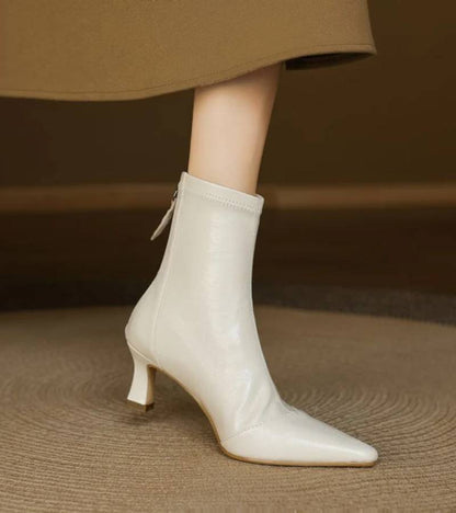 CAROLINE | BOTTINES EN CUIR À TALON ÉLÉGANT