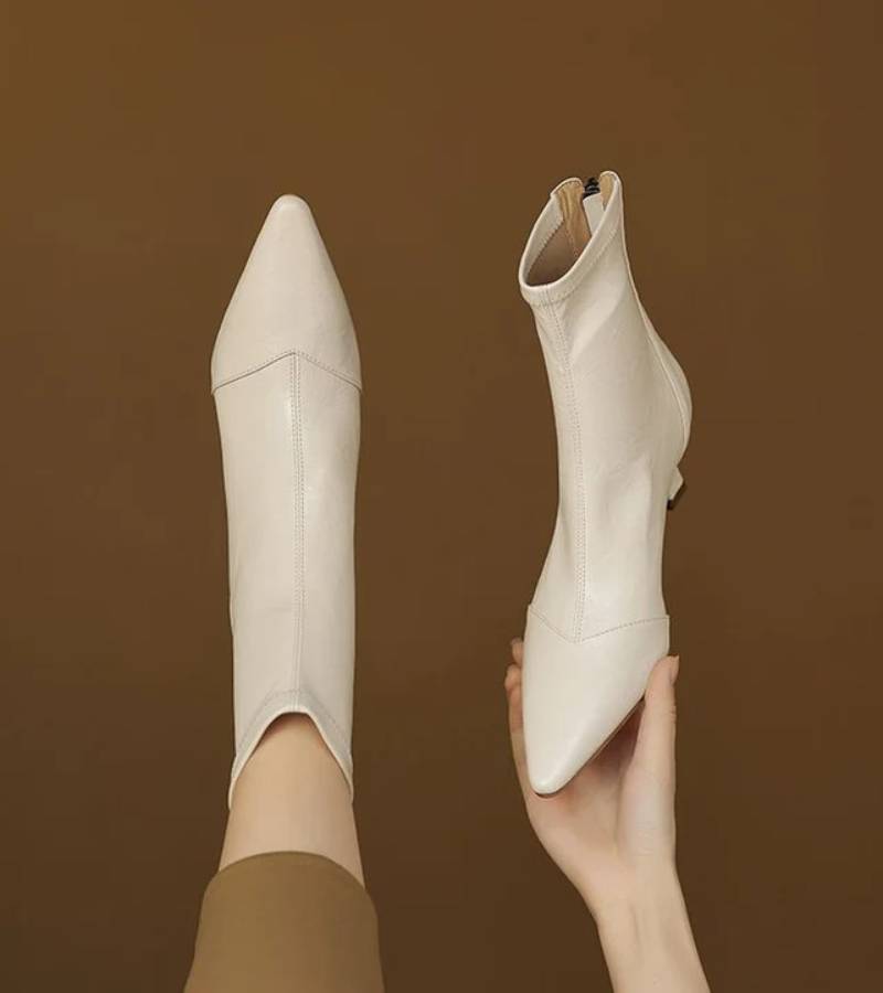 CAROLINE | BOTTINES EN CUIR À TALON ÉLÉGANT