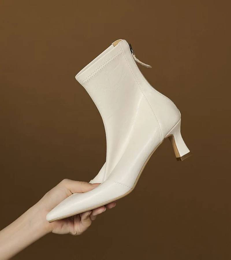 CAROLINE | BOTTINES EN CUIR À TALON ÉLÉGANT