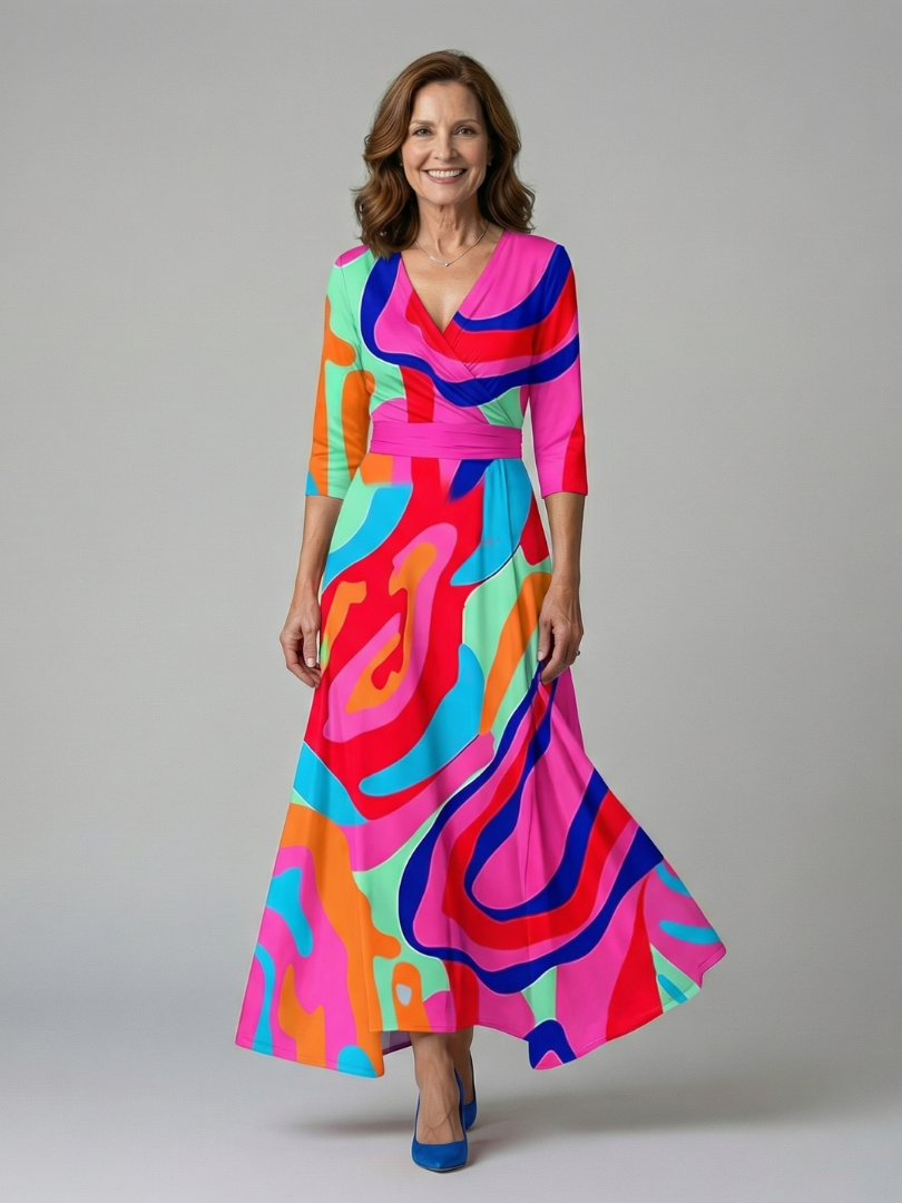 LAURA | ROBE MIDI CROISÉE À COL CELINE