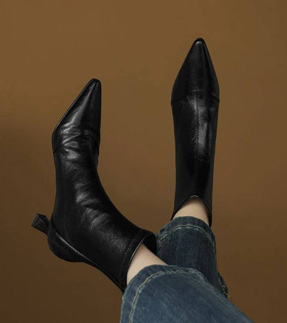 CAROLINE | BOTTINES EN CUIR À TALON ÉLÉGANT