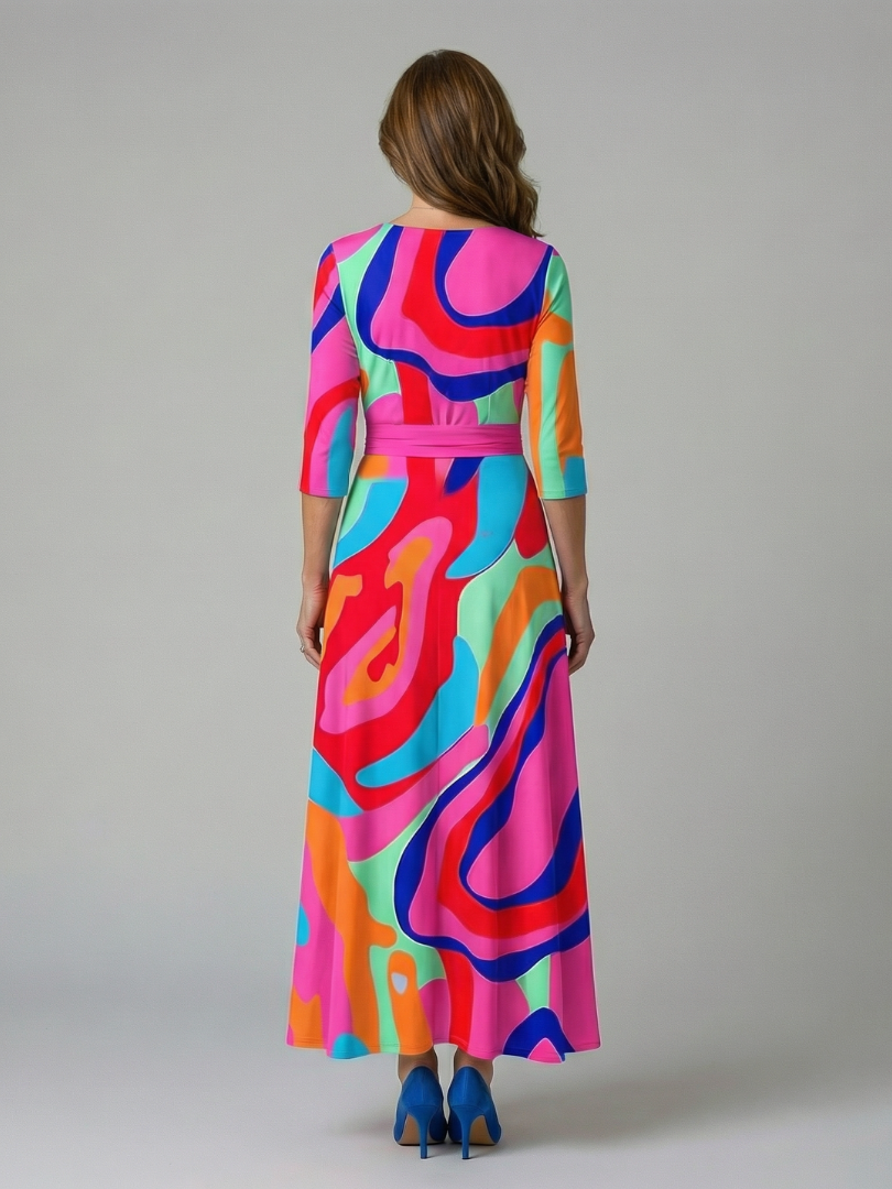 LAURA | ROBE MIDI CROISÉE À COL CELINE