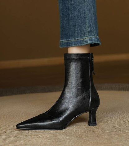 CAROLINE | BOTTINES EN CUIR À TALON ÉLÉGANT