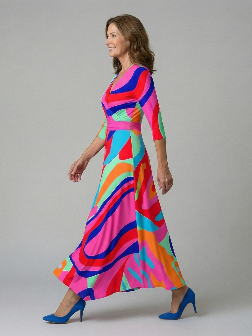 LAURA | ROBE MIDI CROISÉE À COL CELINE