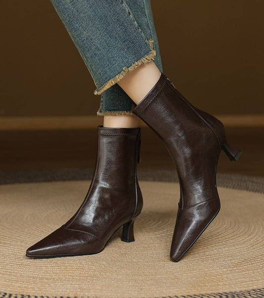 CAROLINE | BOTTINES EN CUIR À TALON ÉLÉGANT