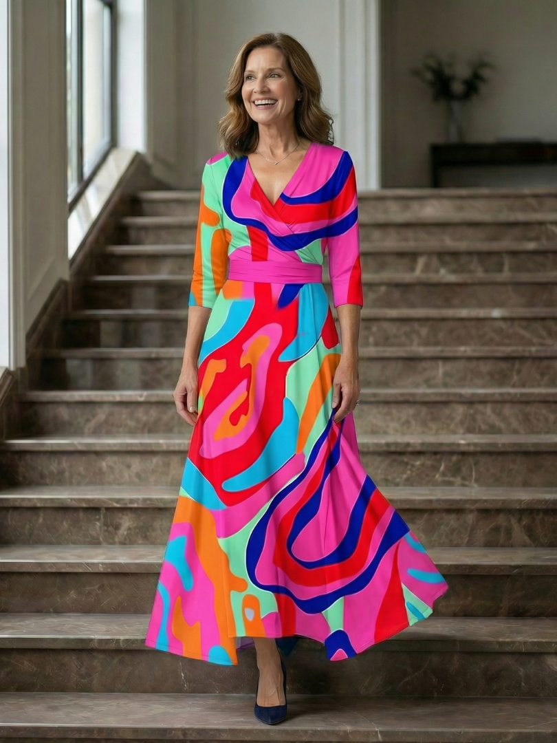 LAURA | ROBE MIDI CROISÉE À COL CELINE