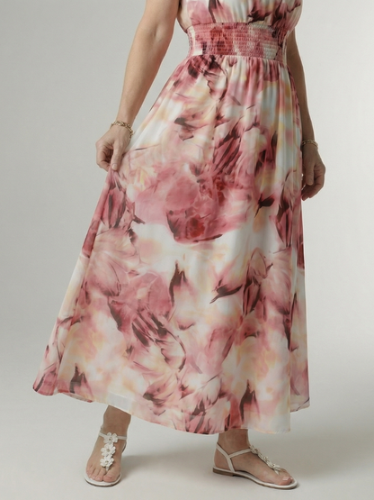 EVA | ROBE MIDI À ENCOLURE HALTER FRONCÉE SYLIN