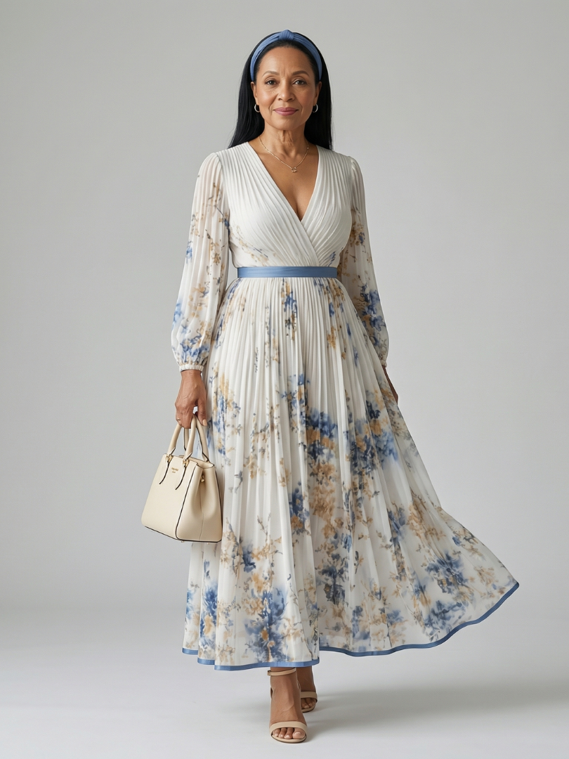 LUCIE | ROBE MIDI PLISSÉE À ENVELOPPE RIELLE