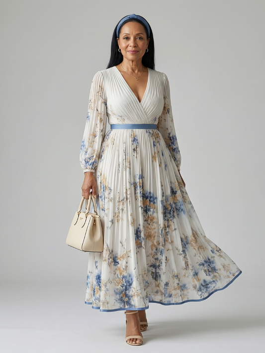 LUCIE | ROBE MIDI PLISSÉE À ENVELOPPE RIELLE