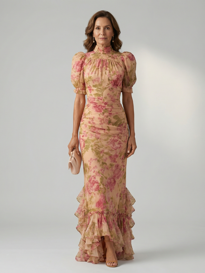 ÉLISE | ROBE MAXI À COL MONTANT DOUX VIANNE