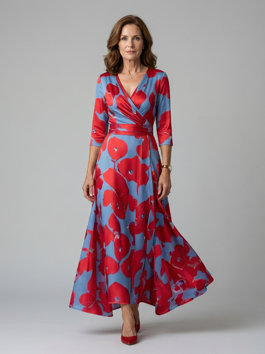 LAURA | ROBE MIDI CROISÉE À COL CELINE