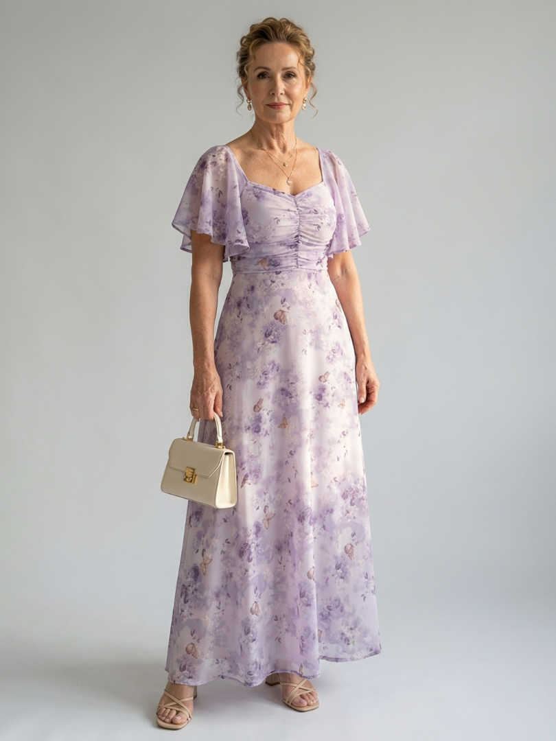 SANDRINE | ROBE MIDI À MANCHES VOLANTES VAELIS
