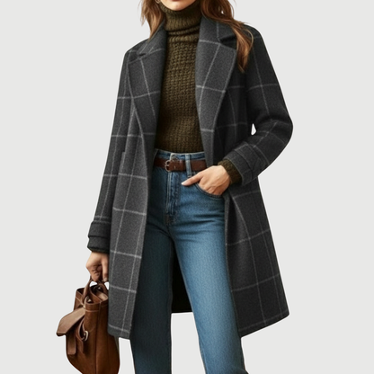 LILOU | MANTEAU À CARREAUX CLASSIQUE