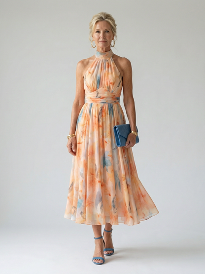 COLETTE | ROBE MIDI À COL HALTER DOUX ELIN