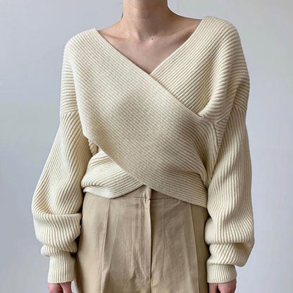 FABIENNE | PULL EN TRICOT CROISÉ CHIC