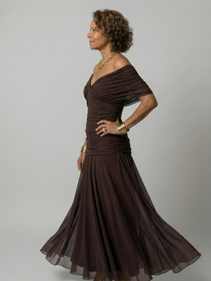 SOLÈNE | ROBE MIDI DÉCONTRACTÉE À ÉPAULES DÉNUDÉES CALEN