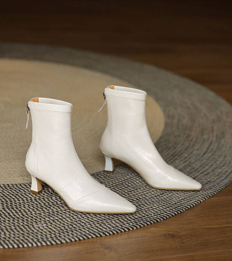 CAROLINE | BOTTINES EN CUIR À TALON ÉLÉGANT