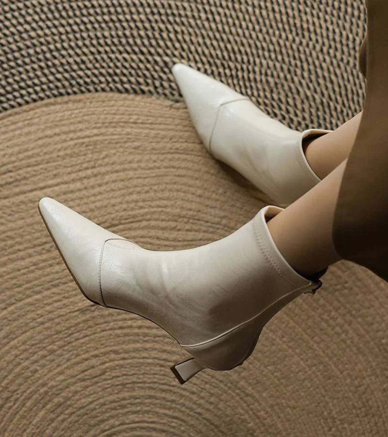 CAROLINE | BOTTINES EN CUIR À TALON ÉLÉGANT
