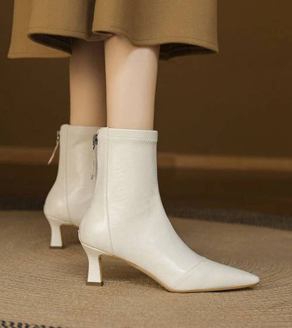 CAROLINE | BOTTINES EN CUIR À TALON ÉLÉGANT