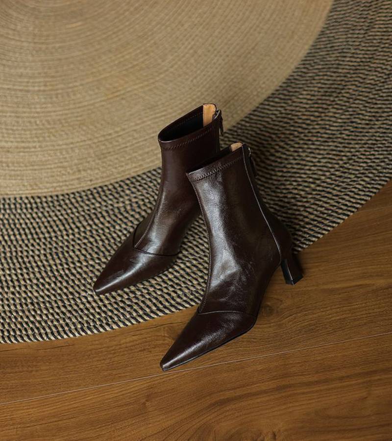 CAROLINE | BOTTINES EN CUIR À TALON ÉLÉGANT