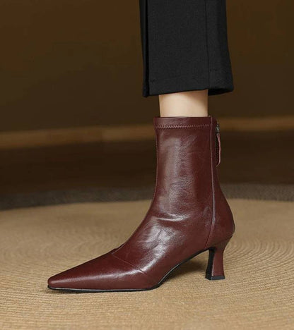 CAROLINE | BOTTINES EN CUIR À TALON ÉLÉGANT