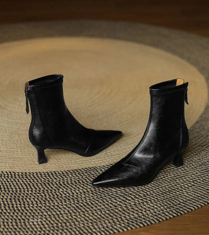 CAROLINE | BOTTINES EN CUIR À TALON ÉLÉGANT