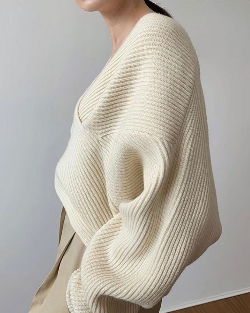 FABIENNE | PULL EN TRICOT CROISÉ CHIC