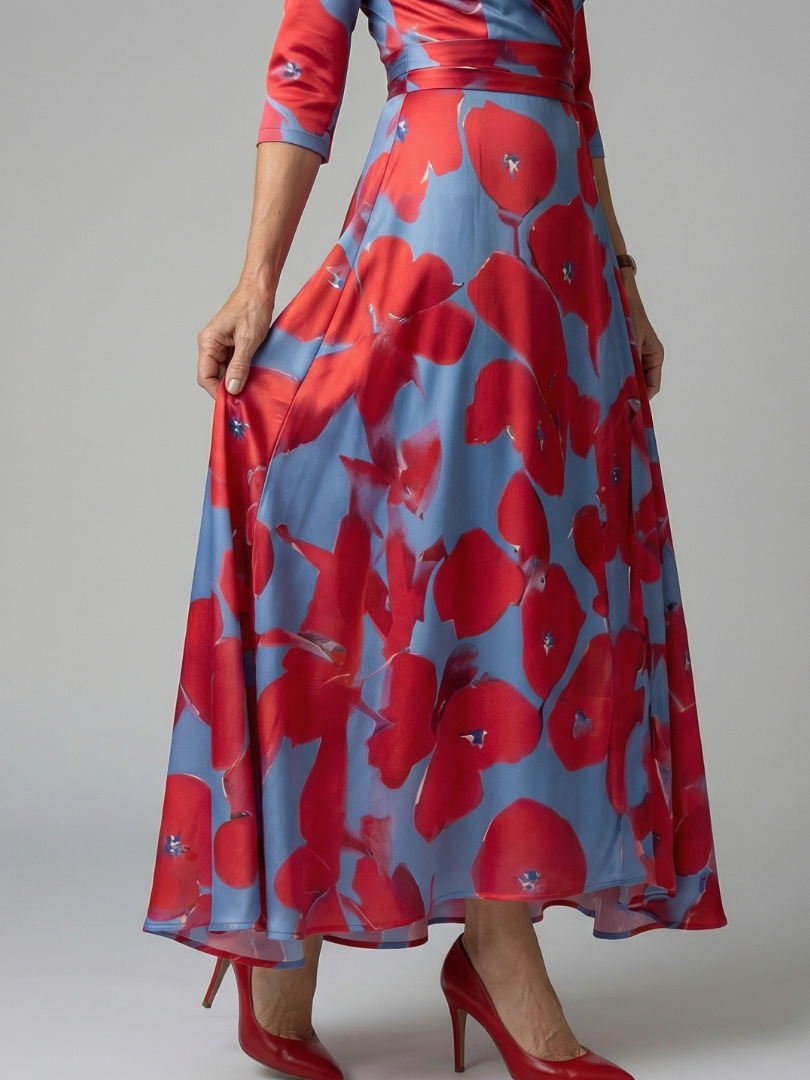 LAURA | ROBE MIDI CROISÉE À COL CELINE