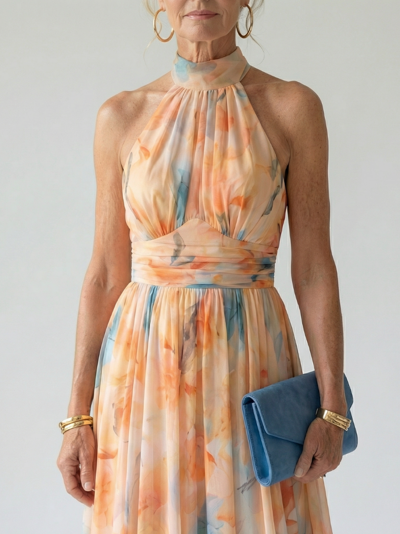 COLETTE | ROBE MIDI À COL HALTER DOUX ELIN