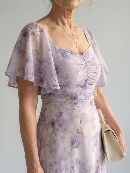 SANDRINE | ROBE MIDI À MANCHES VOLANTES VAELIS