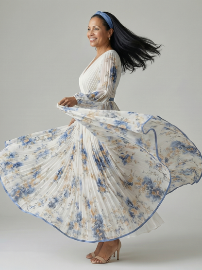LUCIE | ROBE MIDI PLISSÉE À ENVELOPPE RIELLE
