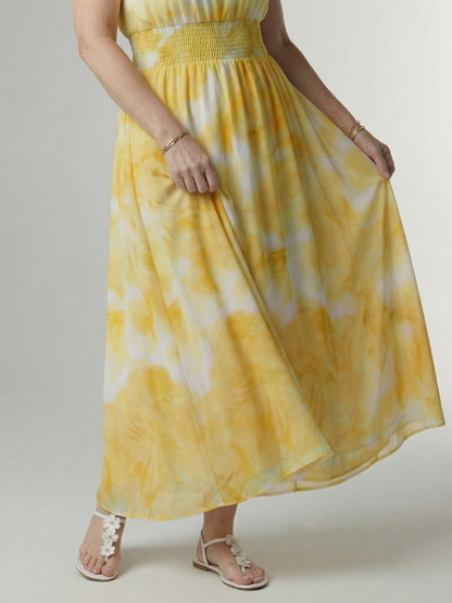 EVA | ROBE MIDI À ENCOLURE HALTER FRONCÉE SYLIN