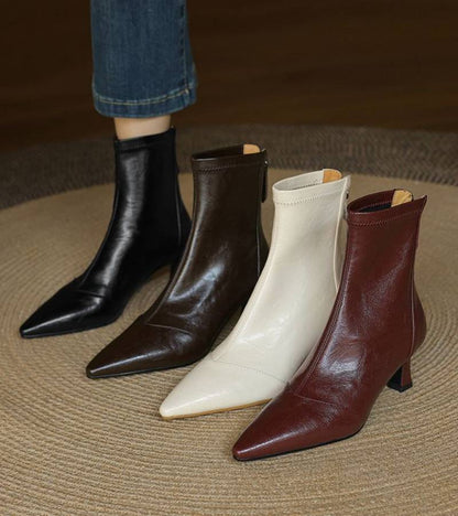 CAROLINE | BOTTINES EN CUIR À TALON ÉLÉGANT