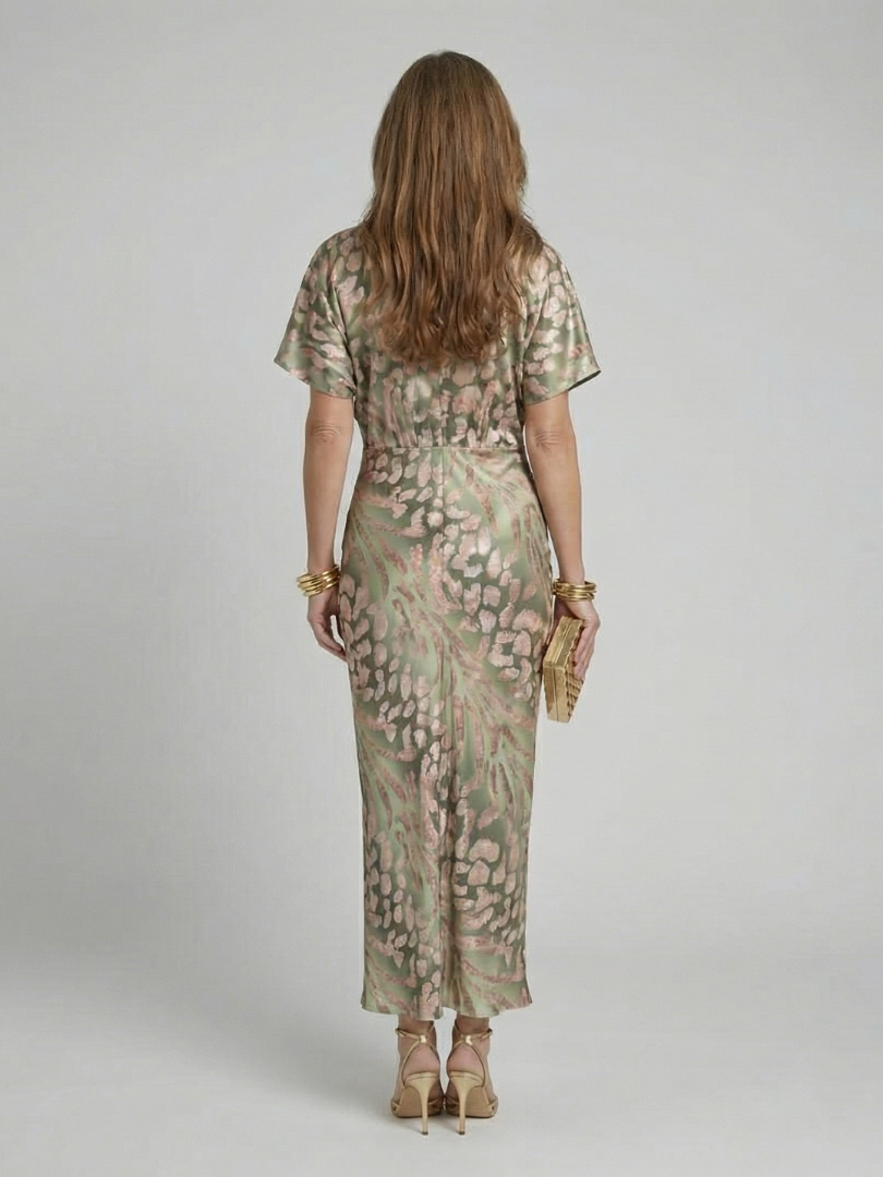 JOSÉPHINE | ROBE MIDI À IMPRIMÉ ABSTRAIT CORALIE