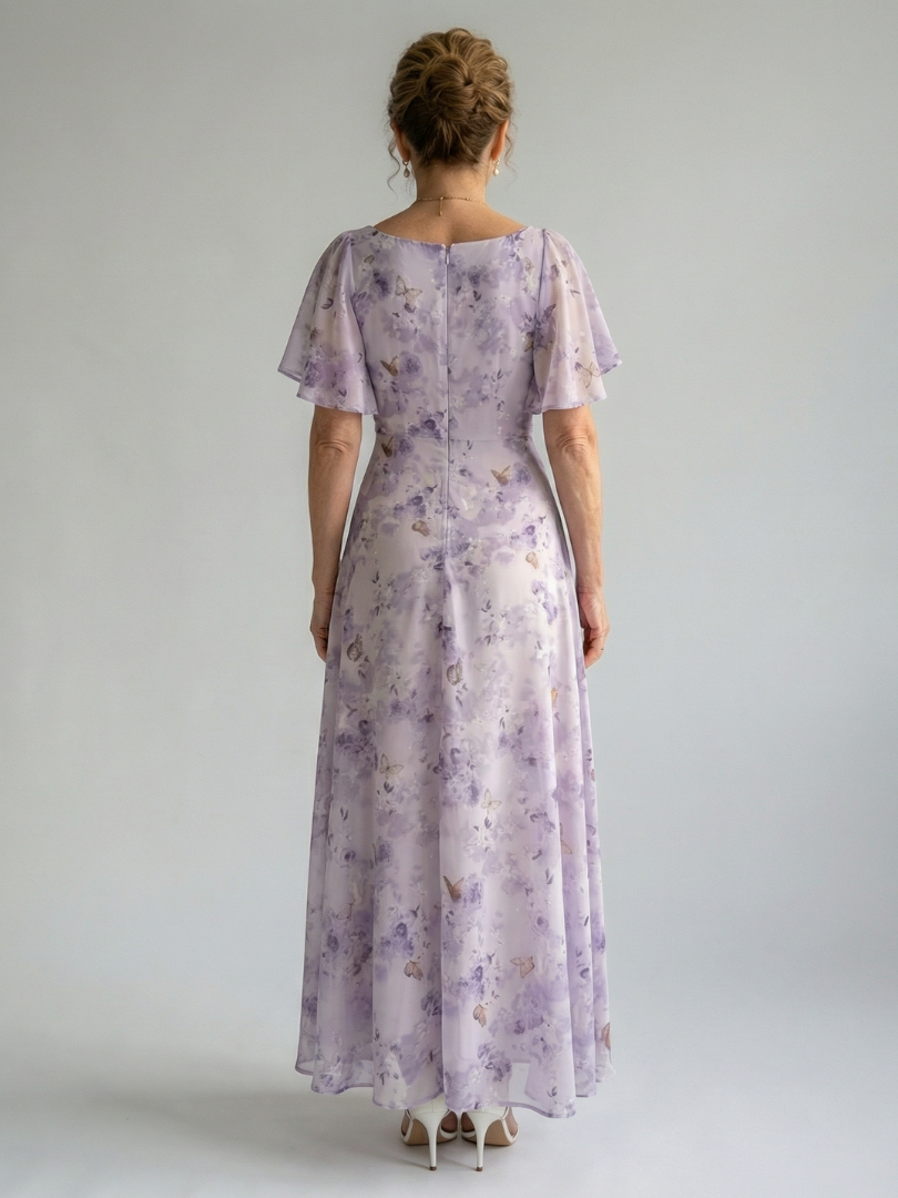 SANDRINE | ROBE MIDI À MANCHES VOLANTES VAELIS
