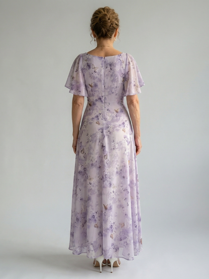 SANDRINE | ROBE MIDI À MANCHES VOLANTES VAELIS