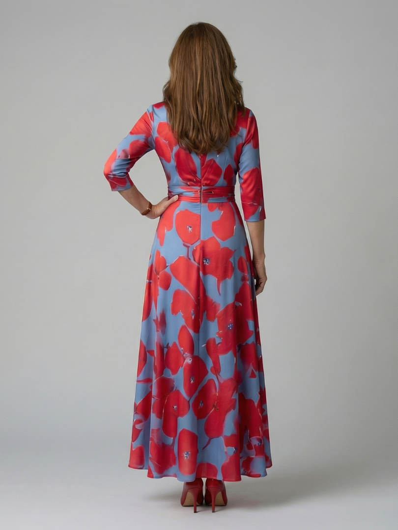 LAURA | ROBE MIDI CROISÉE À COL CELINE