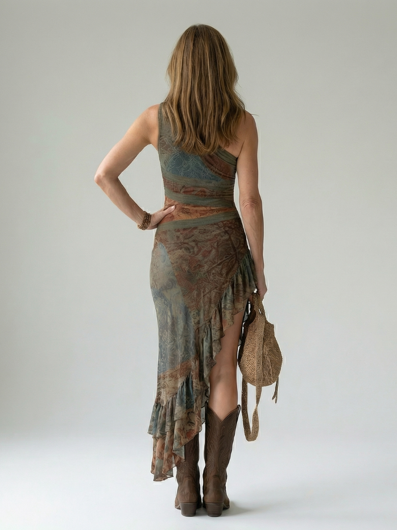GENEVIÈVE | ROBE MIDI DRAPÉE SILENCIEUSE ZALIA