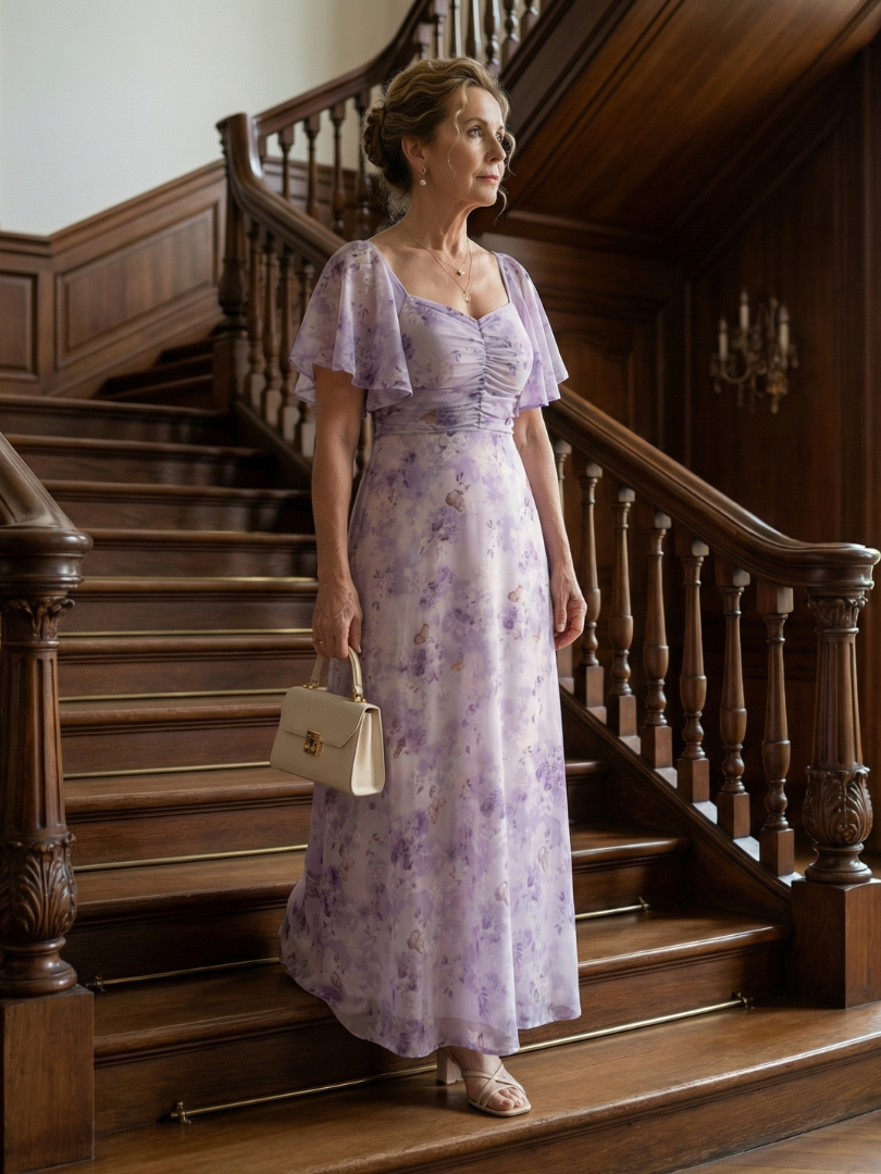 SANDRINE | ROBE MIDI À MANCHES VOLANTES VAELIS