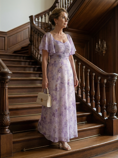 SANDRINE | ROBE MIDI À MANCHES VOLANTES VAELIS