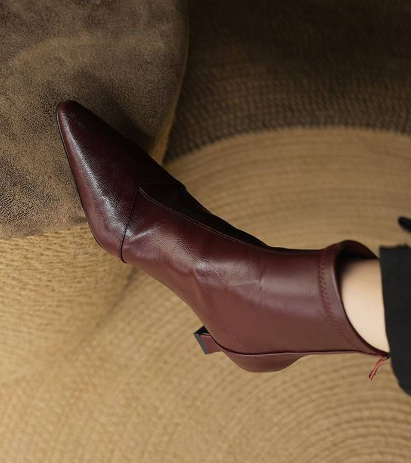CAROLINE | BOTTINES EN CUIR À TALON ÉLÉGANT