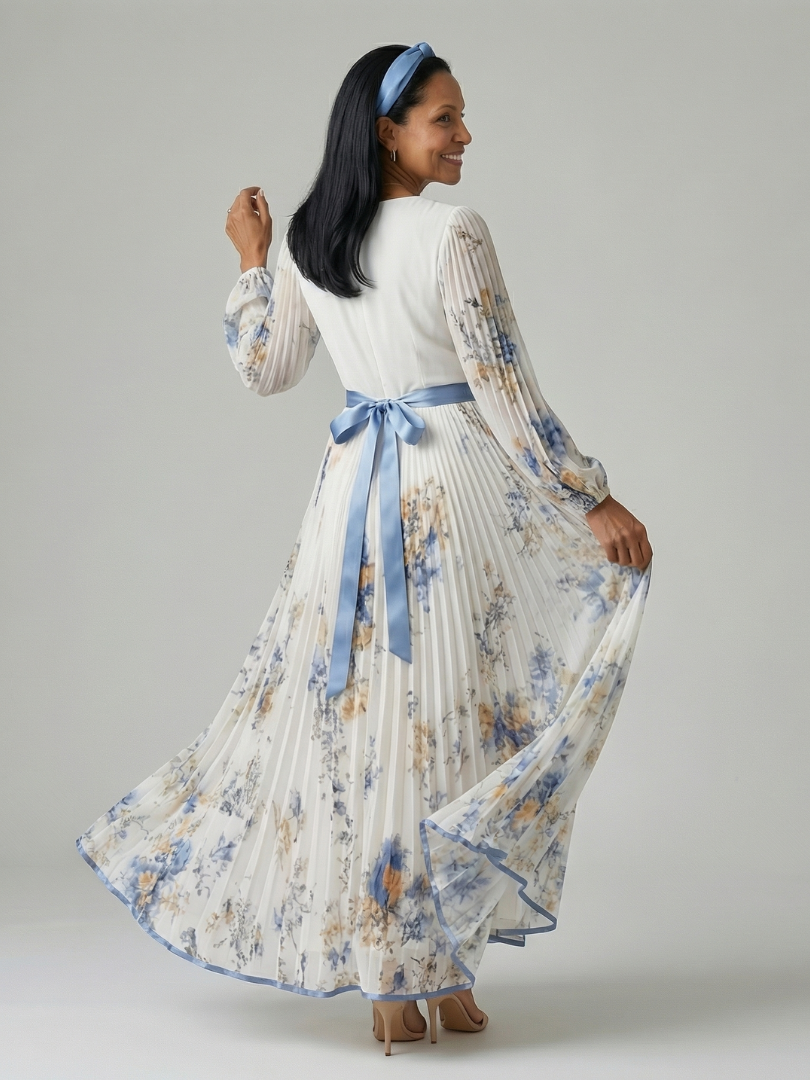 LUCIE | ROBE MIDI PLISSÉE À ENVELOPPE RIELLE